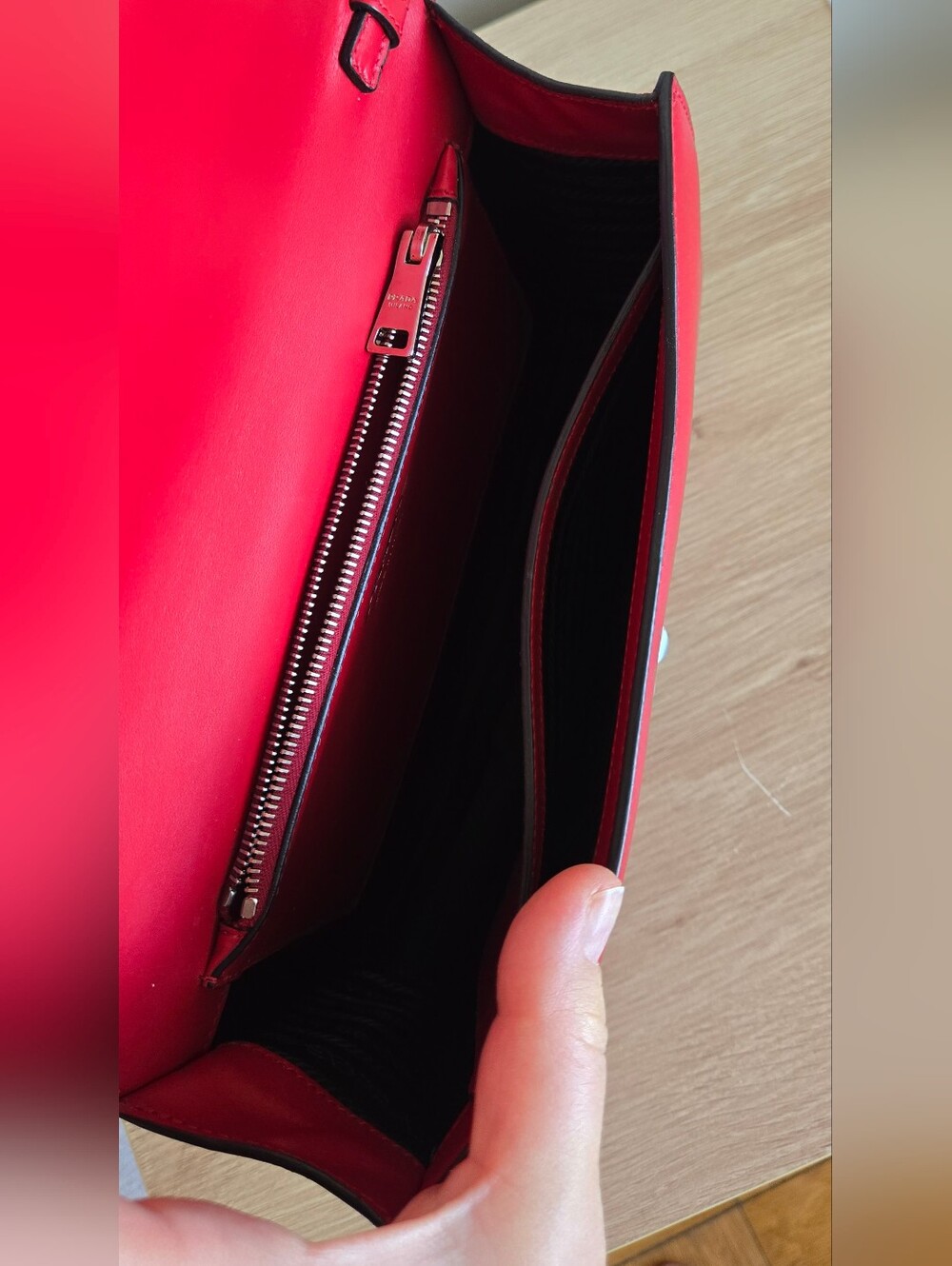 Prada Elektra Red/black Color City Calf+Saffiano Leather Crossbody Bag - Picture 8 of 9